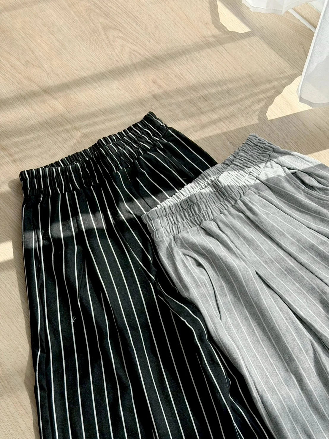 休閒百搭打褶條紋棉長褲 細節 4