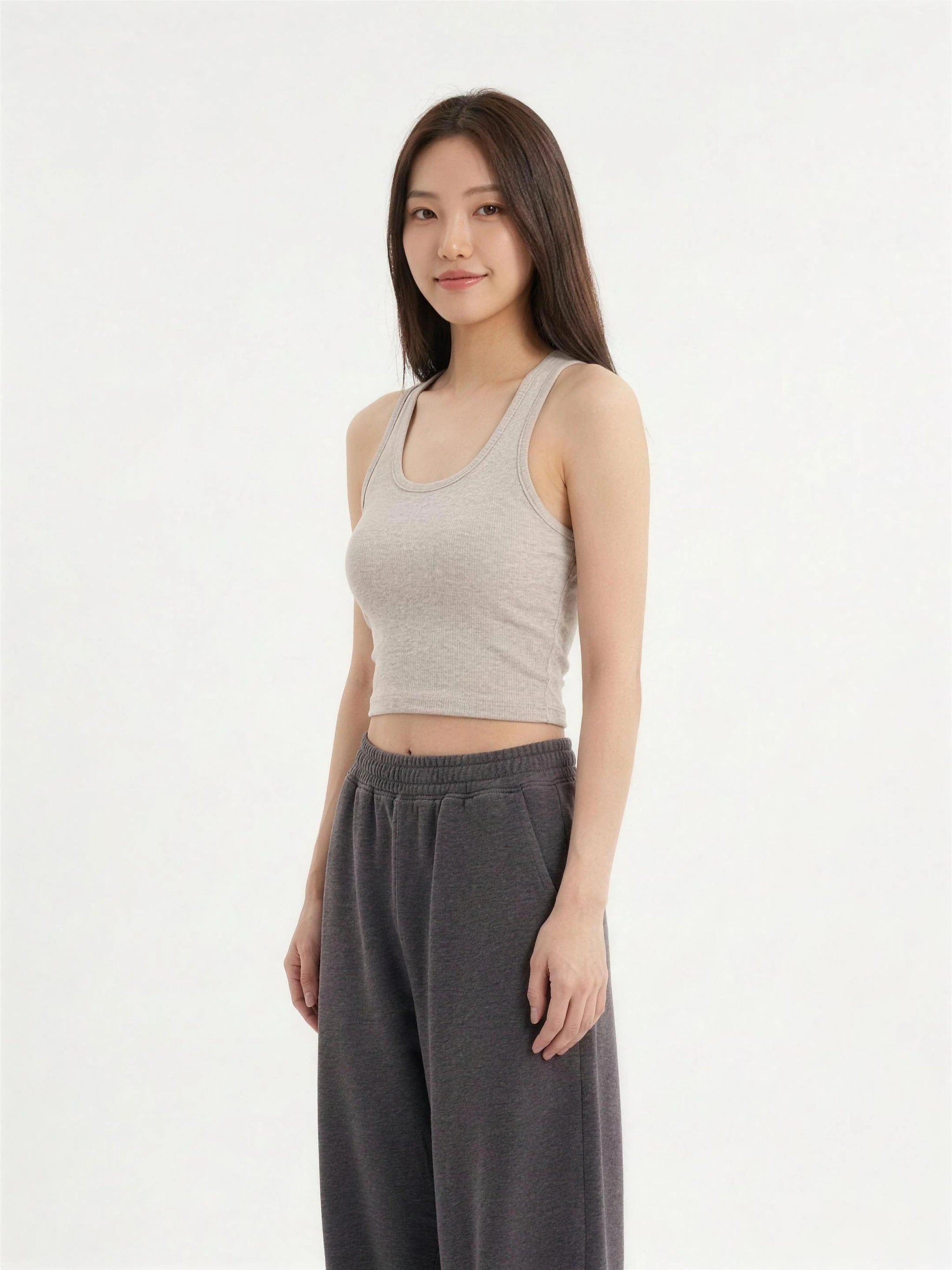 夏至削肩Bratop 奶杏 上半身細節