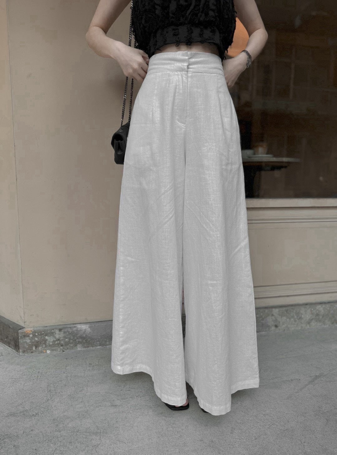 夏日高腰垂墜寬褲